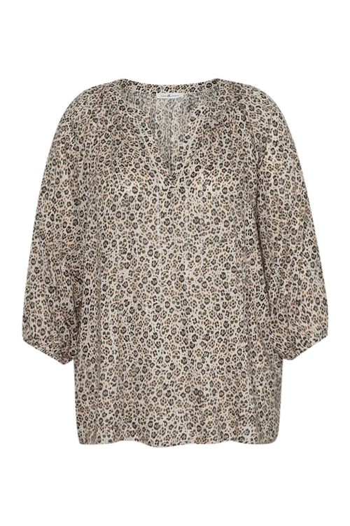 Blouse van viscose met luipaardprint-Paprika-8