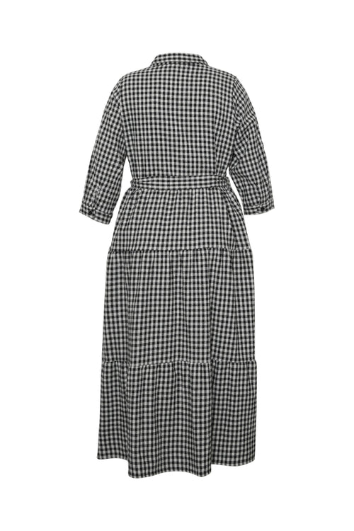 Robe longue imprimé vichy-Paprika-3