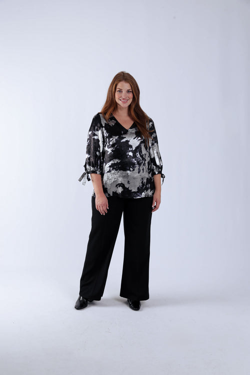 Satinachtige blouse tie-dye effect-Paprika-6