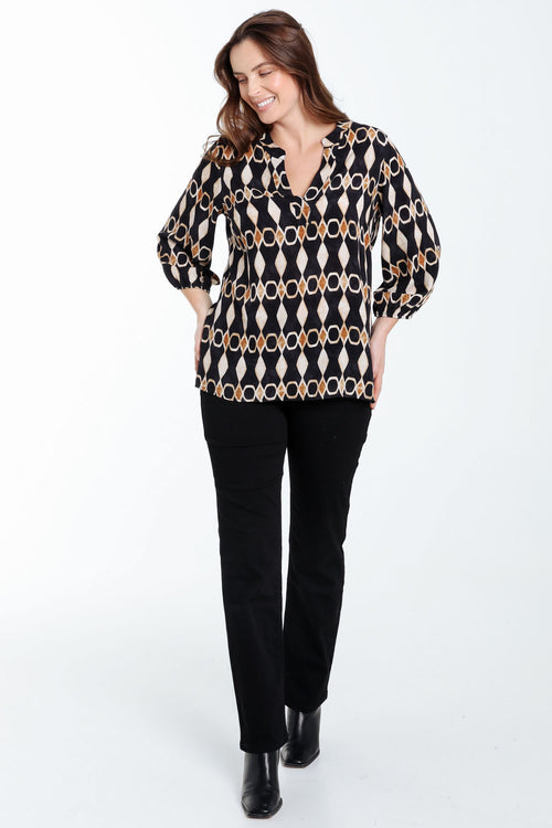 Viscose blouse met grafische print-Paprika-7