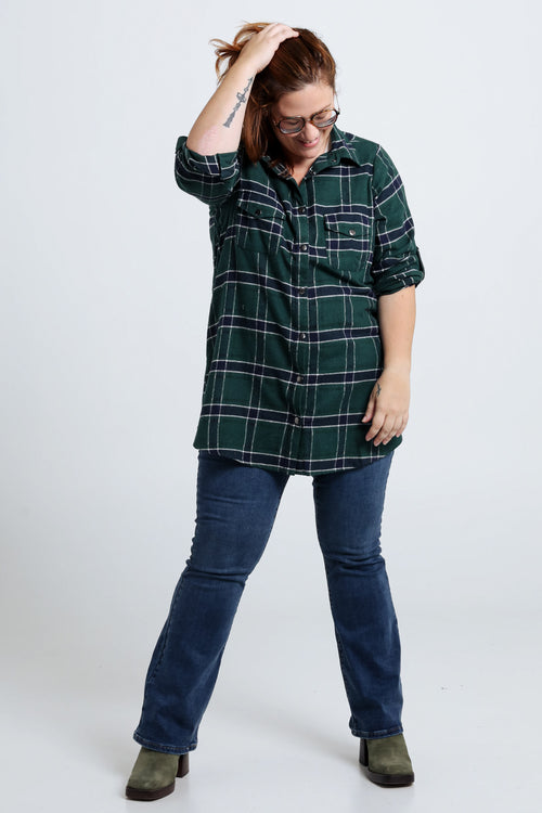 Lang, geruit hemd met zakken en drukknopen-Paprika-6