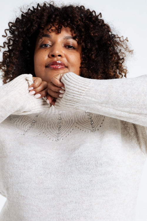 Pull palme avec strass-Paprika-5