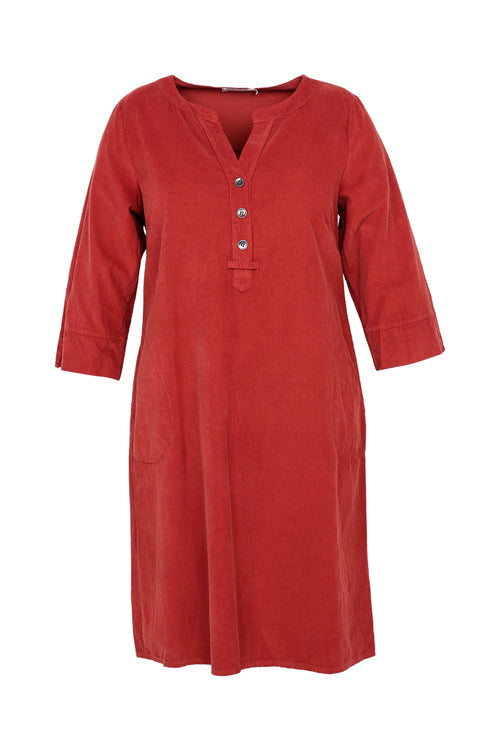 Effen fluwelen tuniekjurk-Paprika-2