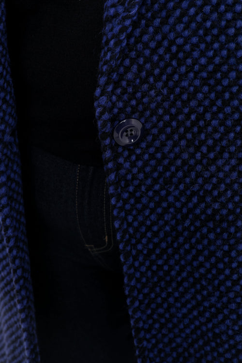 Korte, effen jas in gespikkelde stof met wol-Paprika-5