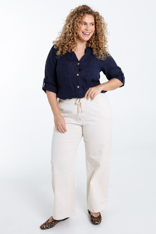  Effen linnen blouse-Paprika-7