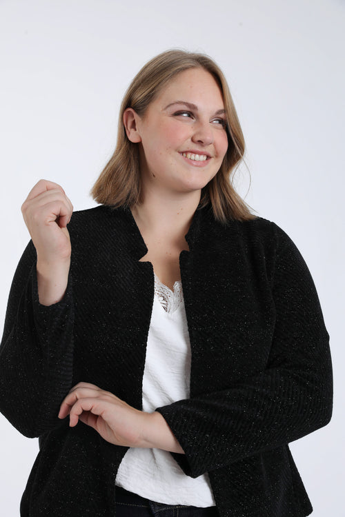 Bicolor jacquard jasje met lurex-Paprika-1