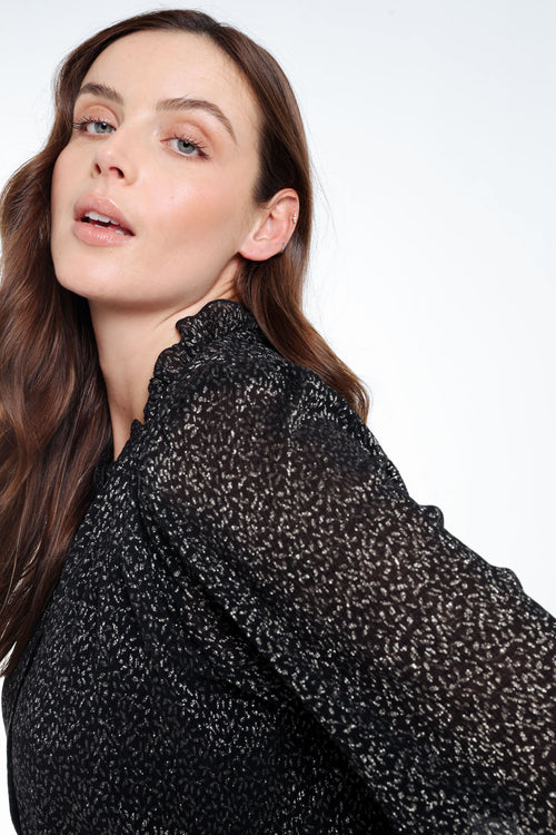 Blouse met stippenprint en folie-Paprika-6