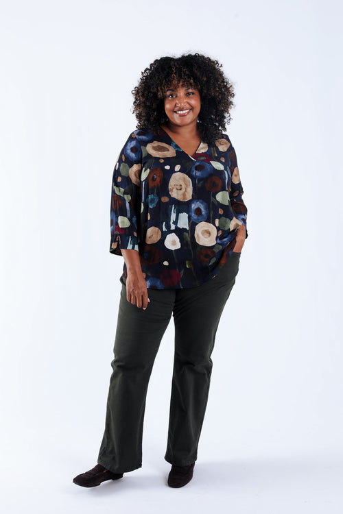 Blouse van viscose met klaprozenprint-Paprika-5