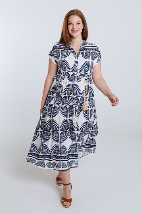 Robe longue en viscose imprimé feuillage-Paprika-8