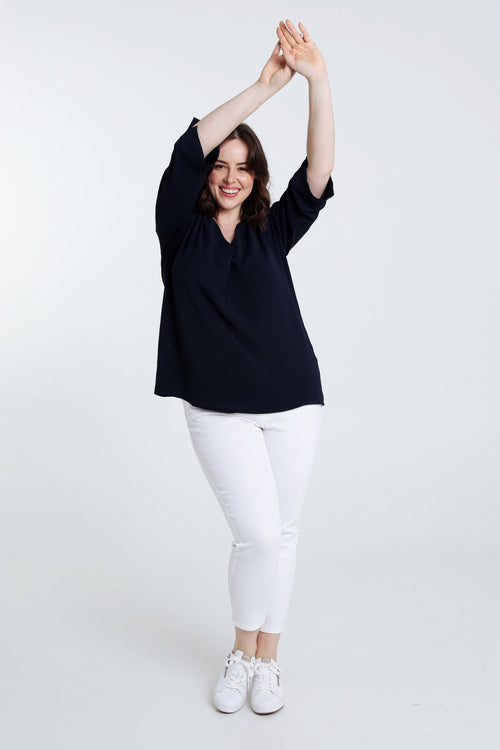 Losse, effen blouse-Paprika-8