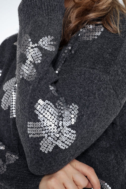 Trui met bloemenmotief en pailletten-Paprika-5