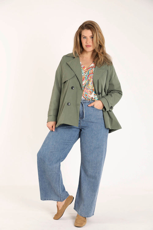 Korte effen trenchcoat-Paprika-10