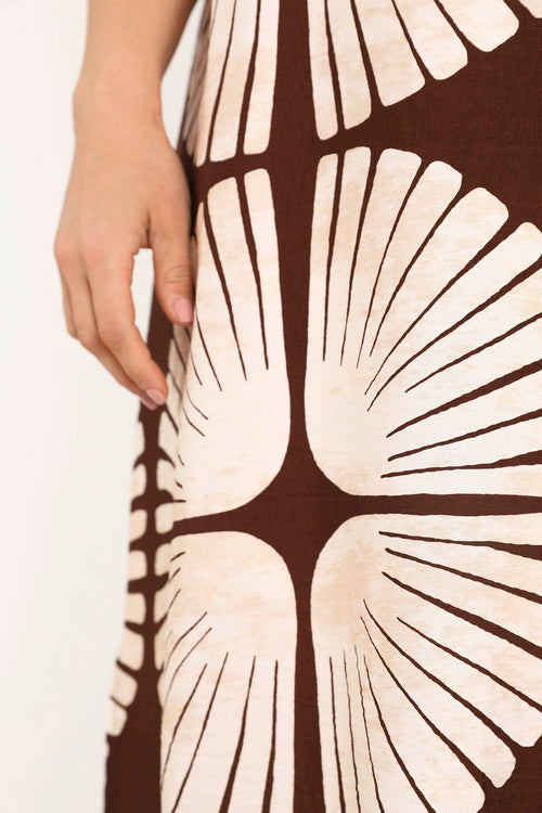 Robe en viscose imprimé graphique bicolore-Paprika-7