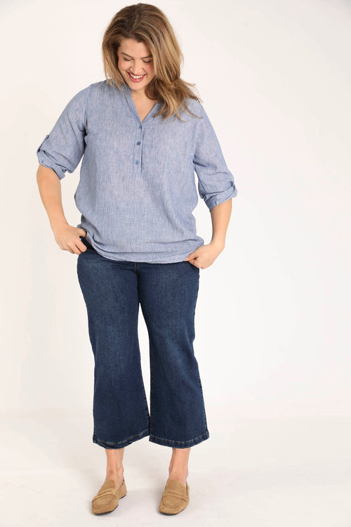 Effen gemêleerde blouse-Paprika-5