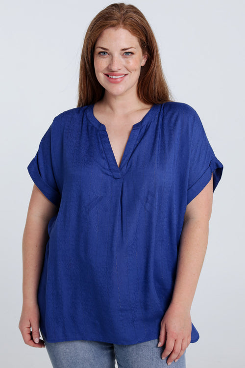 Blouse van viscose met lurexstrepen-Paprika-2