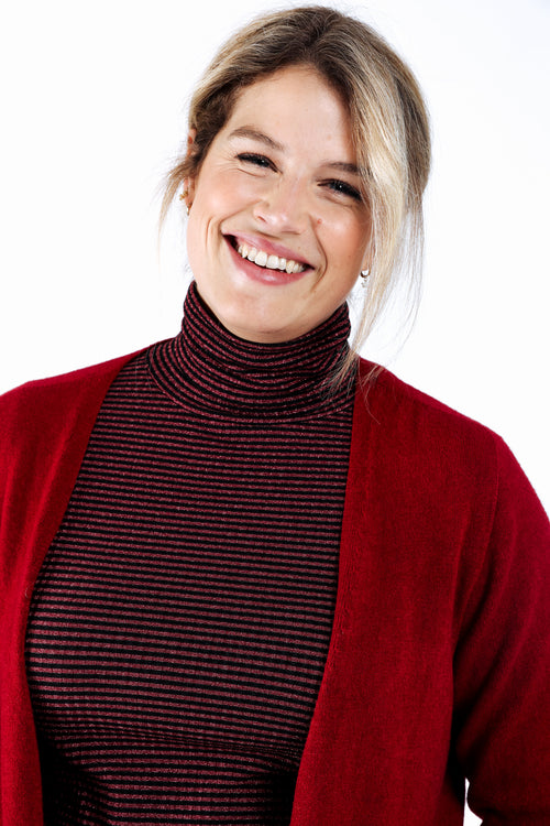 Cardigan in effen viscose-Paprika-2