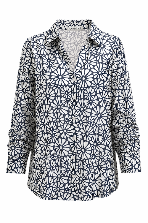 Blouse van katoen met bloemenprint-Paprika-10