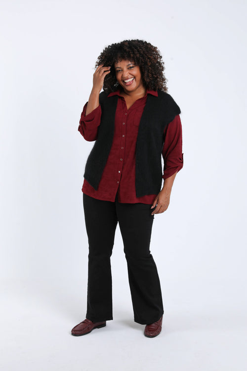 Effen mouwloos gilet-Paprika-8