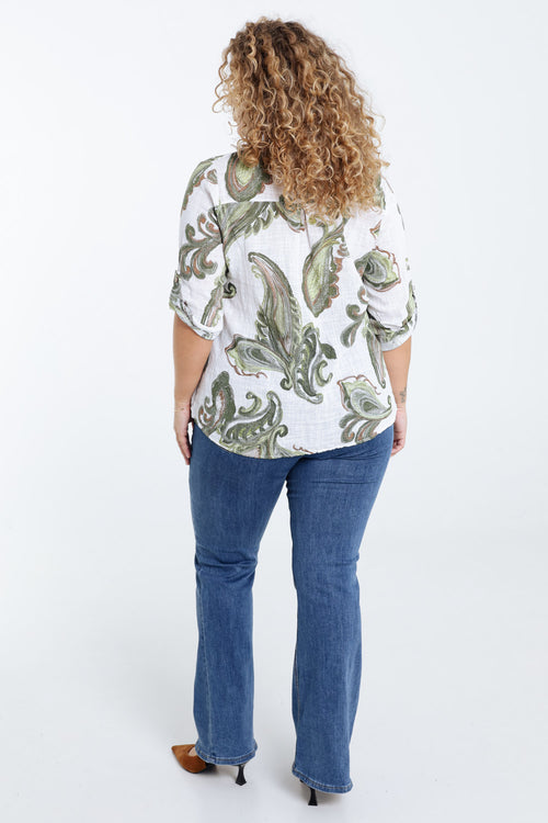 Blouse van katoen gaas met paisleyprint-Paprika-2