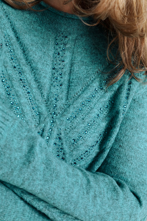 Effen trui met kabel- en strassdetails-Paprika-5