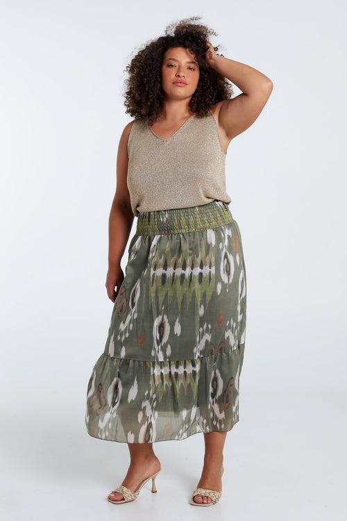 Mid-length jurk van viscose met etnische print-Paprika-8