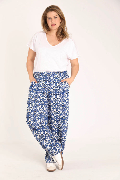 Exclusief SHEEGO - Uni T-shirt van katoen en viscose met kant-Paprika-7