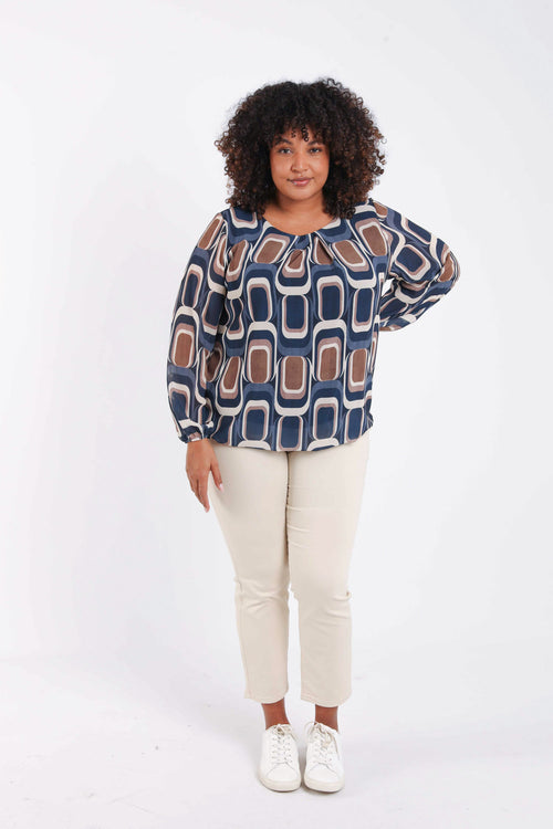 Blouse imprimé graphique-Paprika-8