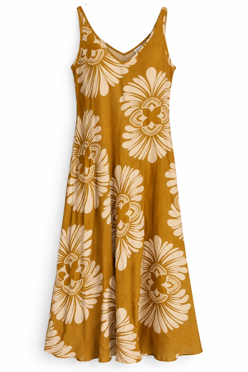 Robe longue en viscose imprimé tropical-Paprika-2