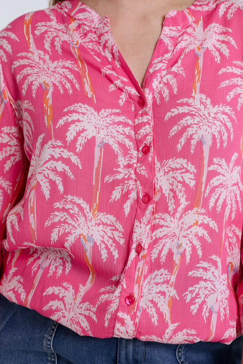 Blouse van viscose met palmprint-Paprika-5