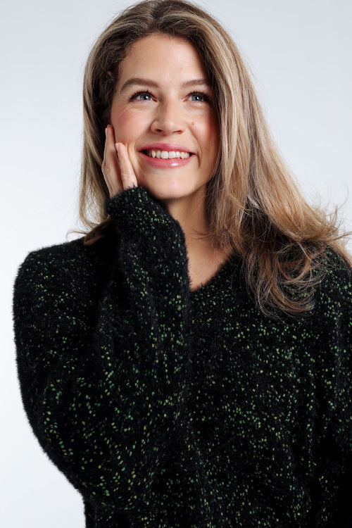 Effen popcorn gebreide trui-Paprika-4