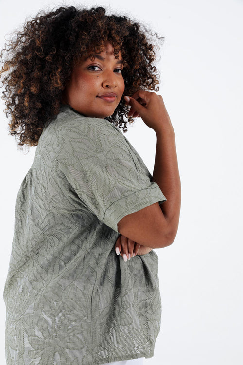 Blouse jacquard en coton unie-Paprika-5
