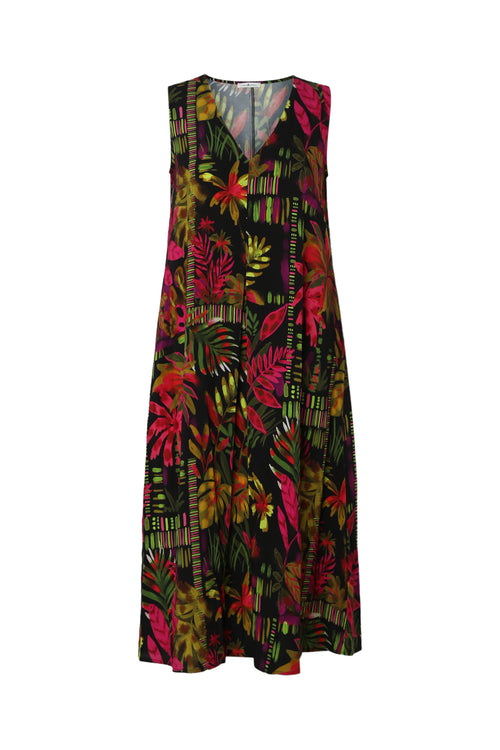 Lange jurk van viscose met bloemenprint-Paprika-10