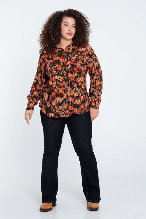 Chemisier en viscose imprimé floral-Paprika-9