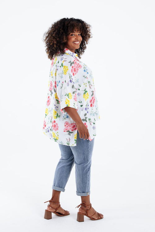 Blouse van viscose met bloemenprint-Paprika-2