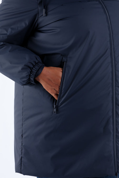 Effen lichte midlange parka-Paprika-6