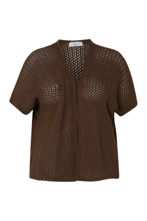 Effen opengewerkt cardigan-Paprika-1
