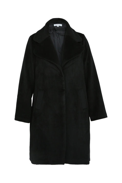 Lange, wollen jas met grote kraag en drukknopen-Paprika-9