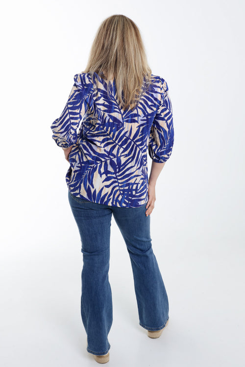 Blouse van viscose met bladerenprint-Paprika-2