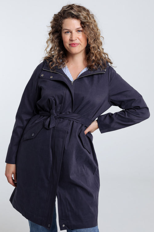 Effen mid-length trenchcoat met capuchon-Paprika-1