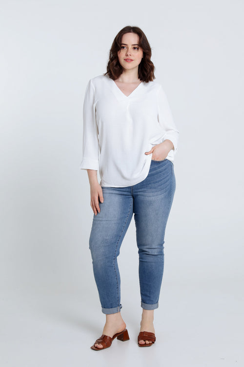 Losse, effen blouse-Paprika-7