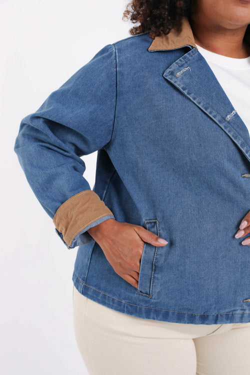 Veste en jeans avec velours-Paprika-4