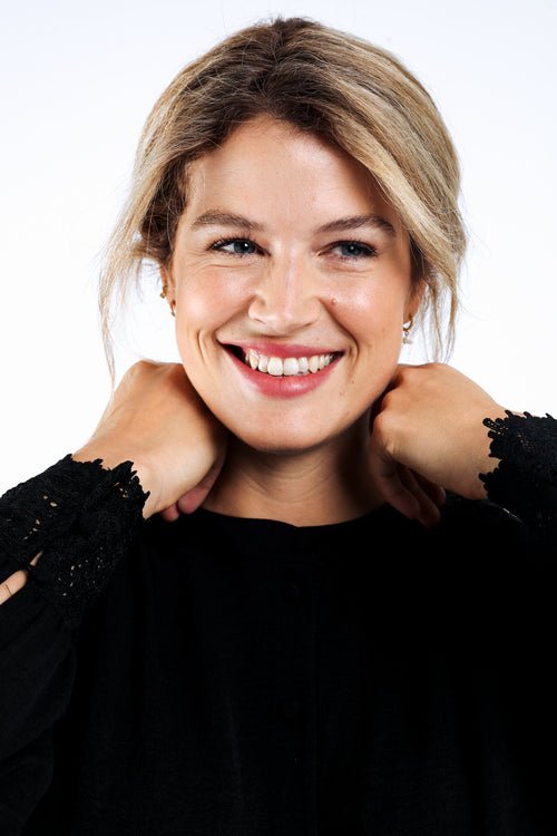 Blouse unie avec dentelle-Paprika-6