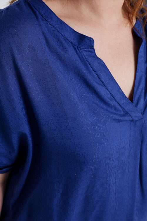 Blouse van viscose met lurexstrepen-Paprika-6