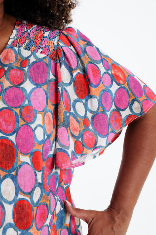 Blouse van viscose met ronde print-Paprika-3