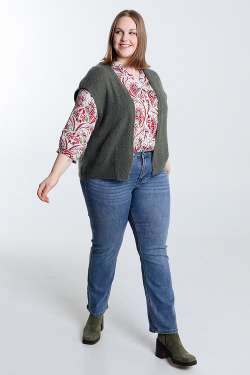 Effen mouwloos vest-Paprika-8
