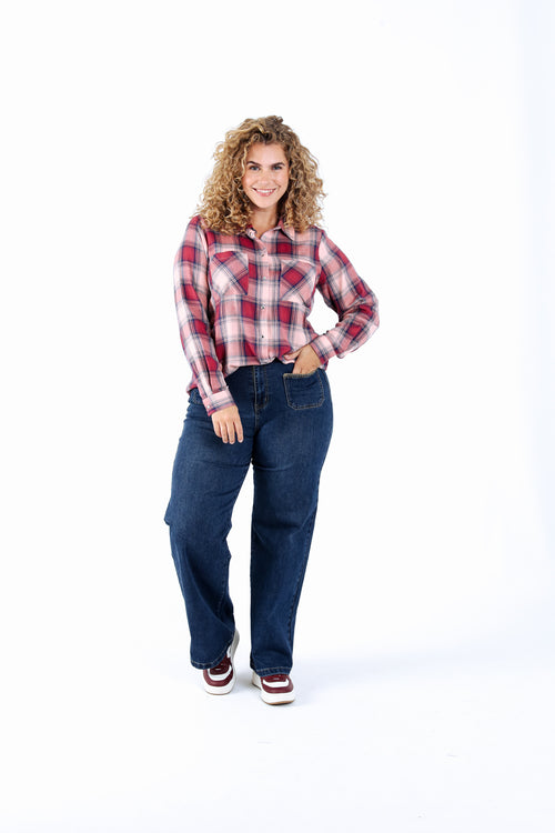 Katoenen overhemd met ruitjes en lurex-Paprika-6
