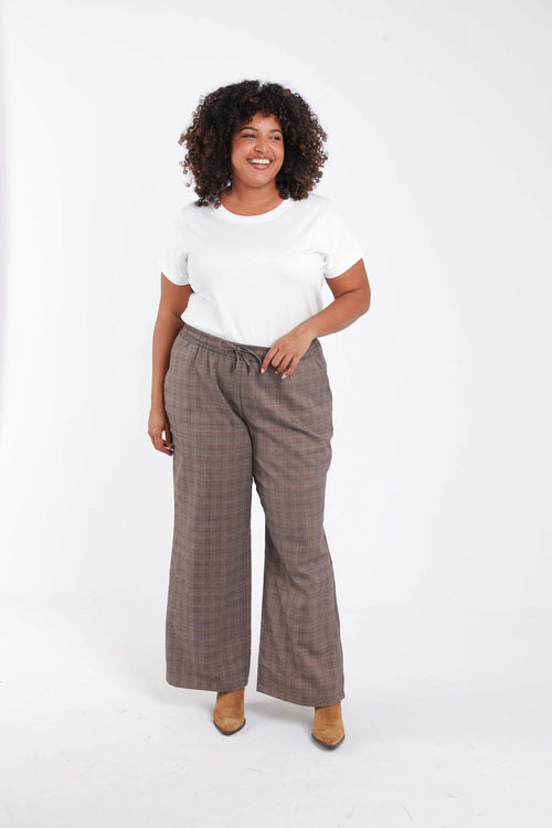 Pantalon à carreaux avec lurex-Paprika-9