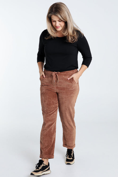 Effen 7/8-chinobroek in fluweel-Paprika-8