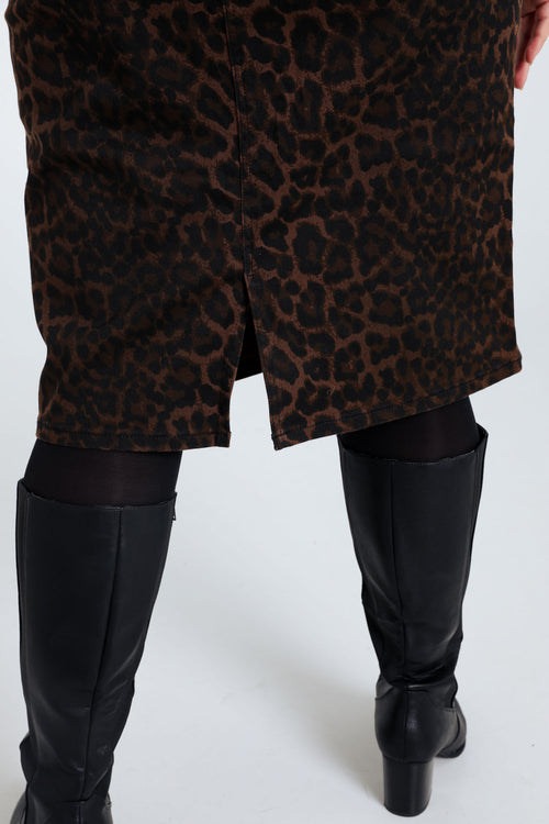 Korte, rechte rok met luipaardmotief-Paprika-5