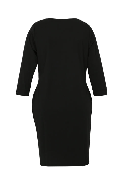 Korte, effen jurk in crêpe met zakken-Paprika-12